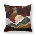 Peach skin pillowcase featuring red and gold marble art with mountain and moon landscape - Red Black Gold Ink Moon (31)
