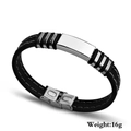 Herren Armband aus schwarzem Silikon und Edelstahl mit weißen Nähten, Gewicht 16g - Weißer Nahtdekor-Stil / Schwarz