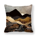 Abstract marble sun and mountains art throw pillow cover in gold and black peach skin fabric - Gold Black Luxury Marble (5)