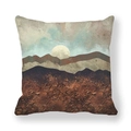 Square cushion cover with retro marble landscape and moon design on peach skin fabric - Vintage Earth Mountain (6)