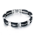 Bracelet pour homme en acier inoxydable et silicone noir avec boucle industrielle chic - Style de Maillon d'Épissage de Couleur Segmenté(B270)