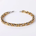 Bracciale bizantino bicolore oro e argento in acciaio inossidabile con chiusura a moschettone - Cucito Oro e Argento