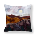 Peach skin pillowcase featuring abstract mountain landscape and silver metal lines - Red Purple Gray Moon (12)