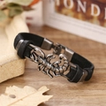 Retro Leder Scorpion Armband mit Vintage Silber Anhänger und Metallverschluss - Skorpion Antiksilber Stil
