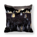 Peach skin pillowcase featuring moon and golden forest mountain landscape print - Black Gold Forest Moon (14)
