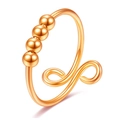Bague anti-stress dorée avec perles rotatives et design en spirale enveloppante - Ouvert Réglable / Or rose