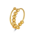 Golden anxiety relief ring with ten movable beads and adjustable open double-wire band - Adjustable Open / Gold (Copper)