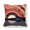 Square pillowcase with marble landscape print and sunset art in peach skin fabric - Red Blue Contrast Landscape (16)