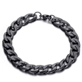 Pulsera cubana de acero inoxidable negro con patrón de diamantes grabados para hombre y mujer - Negro