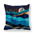 Peach skin square pillowcase with desert night mountain and cactus print design - Blue Green Desert Night (17)