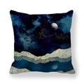 Navy blue marble sunset pillow cover with golden night sky and moon art print - Dark Blue Cyan Abstract (18)