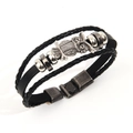 Bracelet multicouche en cuir rétro avec pendentif chouette et tresses de style punk - Style Chouette / Noir