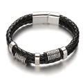 Zweilagiges geflochtenes Lederarmband in Schwarz mit Magnetverschluss und Vintage-Anhängern - Schwarz