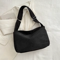 Chic black tote bag with shimmering rhinestones and adjustable wide shoulder strap - Black