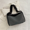 Fashionable black tote bag with silver rhinestones and wide adjustable strap - Colorful