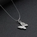 Elegant butterfly pendant with crystals on invisible fishing line necklace - Butterfly / Silver