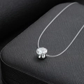 Pendentif en zircone cubique argenté avec chaîne invisible en fil de pêche minimaliste - Rond