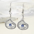 Boucles d'oreilles cœur œil maléfique vintage avec placage argent et strass brillants - Style Goutte d'Eau