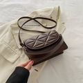 Quilted dark brown crossbody bag with geometric triangular patterns and dual straps - Brown