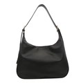 Bolso de hombro hobo negro clásico de cuero sintético con herrajes dorados para el diario - Negro