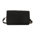Minimalistische schwarze Stepptasche mit goldener Metallschnalle und matten Texturen - Schwarz