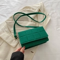 Bright green crossbody bag with checkered pattern and adjustable shoulder strap - Green