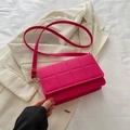 Minimalist fuchsia quilted felt crossbody bag with adjustable strap and gold hardware - Rose Pink