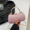 Rosa glitzernde Abendtasche mit goldener Kette und Griff für Damen Mode 2024 - Rosa