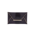 Elegante bolso de mano tipo sobre con relieve de cocodrilo y hebilla dorada de noche - Morado