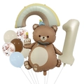 Details zum ersten Geburtstag Ballon-Set mit Bär, Regenbogen und cremefarbener Eins - Nummer 1 (Magisches Bären-Set 1)