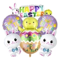 Kit de ballons de Pâques avec lapins de dessin animé poussin et œufs à pois violets - Collection de Ballons Lapin Poussin de Pâques