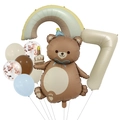 Detail of bear cake balloon and beige number 7 set for children birthday parties - Number 7 (Magic Bear Set 7)