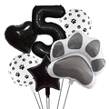 Détail de 6 ballons patte de chien avec chiffre 5 et cœur pour fête d'anniversaire - Chiffre 5