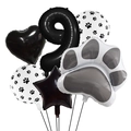 Set d'anniversaire animaux avec ballon chiffre 9, empreintes de pattes et formes cœur - Chiffre 9