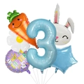 Osterhasen und Karotten Folienballon Set mit Nummer 3 für festliche Party Dekorationen - Oster-Set 3 (Nummer 3)