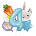 Detailansicht Osterballon Set mit Hase Karotte und Nummer 4 für die Partydekoration - Oster-Set 4 (Nummer 4)