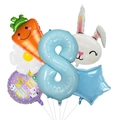 Détail du kit de ballons de Pâques avec chiffre 8 bleu, carotte et motifs Happy Easter - Style de Chiffre 8 (Style de Pâques 8)