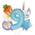 Détail du kit ballons de Pâques avec chiffre 9 carotte et décorations lapin en alu - Style de Chiffre 9 (Style de Pâques 9)