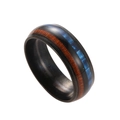 Bague en titane avec bois de noyer et incrustation d'opale bleue pour hommes - US 7 / Noir