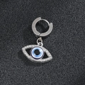 Vintage roestvrijstalen oorbel met blauw boze oog en fonkelende kristallen steentjes - Pavé Strass Stijl (Model B)