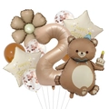 Magic bear and cake balloon set with 32-inch gold number 2 for child birthday party - Number 2 Set (Brown Magic Bear 2)