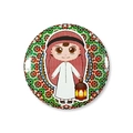 Macro detail of Eid badge with cartoon boy holding a lantern on geometric background - Boy with Lantern Style (Single Item 8)