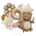Detailed set of brown bear and number 9 foil balloons for birthday party decorations - Number 9 Set (Brown Magic Bear 9)