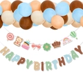 Set decorazioni compleanno orsetto con ghirlanda di palloncini e striscione di buon compleanno - Set di Banner di Palloncini
