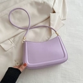Chic light purple underarm bag in soft lavender faux leather with gold hardware - Purple
