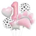 Set di palloncini in alluminio con cuore rosa e zampa per decorazioni primo compleanno - Numero 1 Set (Impronta di Cane Rosa)