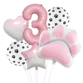 Set di palloncini rosa a cuore e zampa per decorazione del 3° compleanno di animali - Numero 3 Set (Impronta di Cane Rosa)