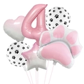 Set di palloncini rosa numero 4 con cuore e zampe per decorazione compleanno - Numero 4 Set (Impronta di Cane Rosa)
