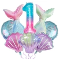 Detail von Meerjungfrau Partyballons Set mit Muschel, Fischschwanz und Nummer eins Formen - Nummer 1 Meerjungfrau-Set (mermaid005)