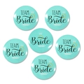 Set of 5 Tiffany blue Team Bride tinplate badges with gold diamond ring for party - Team Bride Pure Blue Set / Set Style 4 (5 Tiffany Blue Pieces)